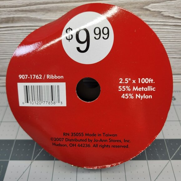 Holiday Inspirations‎ Metallic Gold Wired Ribbon Christmas Sheer 100ft Roll 2.5" - Picture 5 of 5